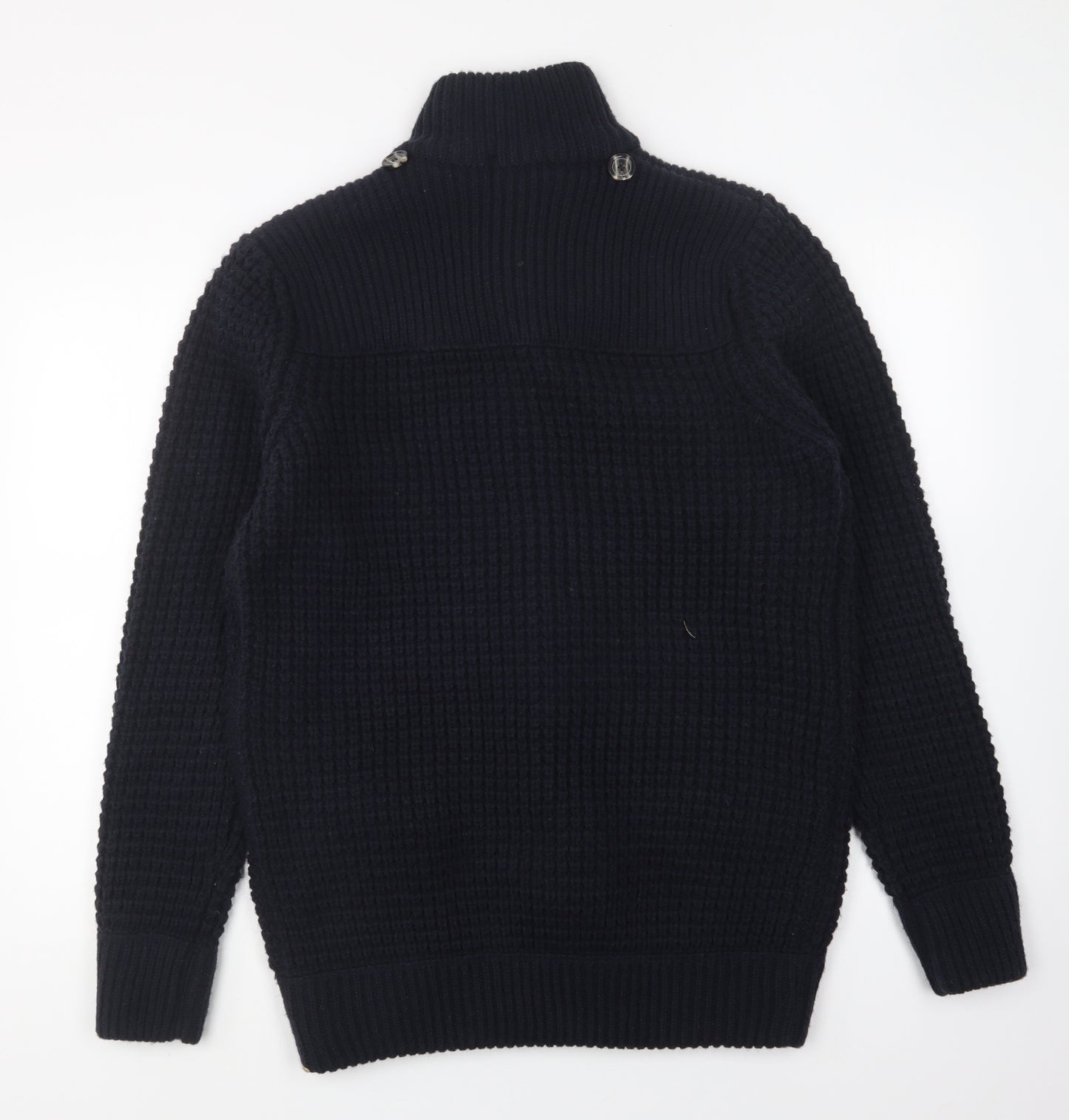 Benzene Mens Blue Collared Acrylic Cardigan Jumper Size L