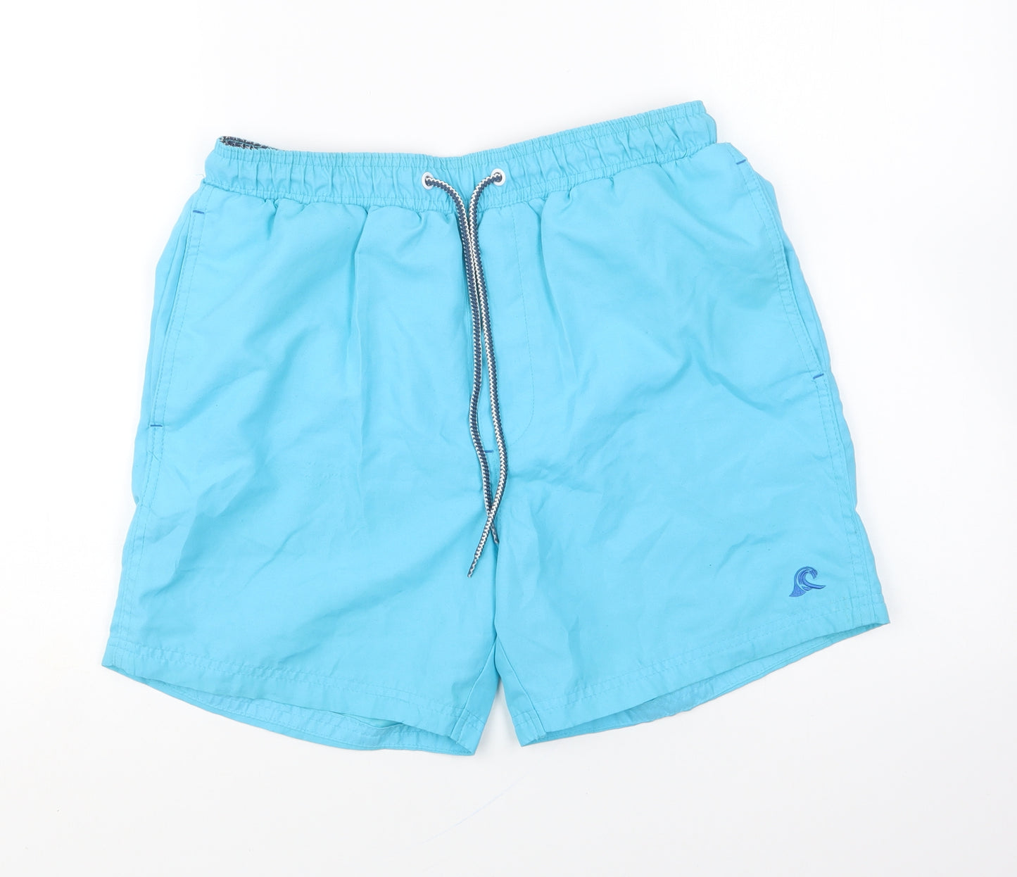 Matalan Mens Blue Polyester Sweat Shorts Size S L6 in Regular Drawstring - Swim Shorts