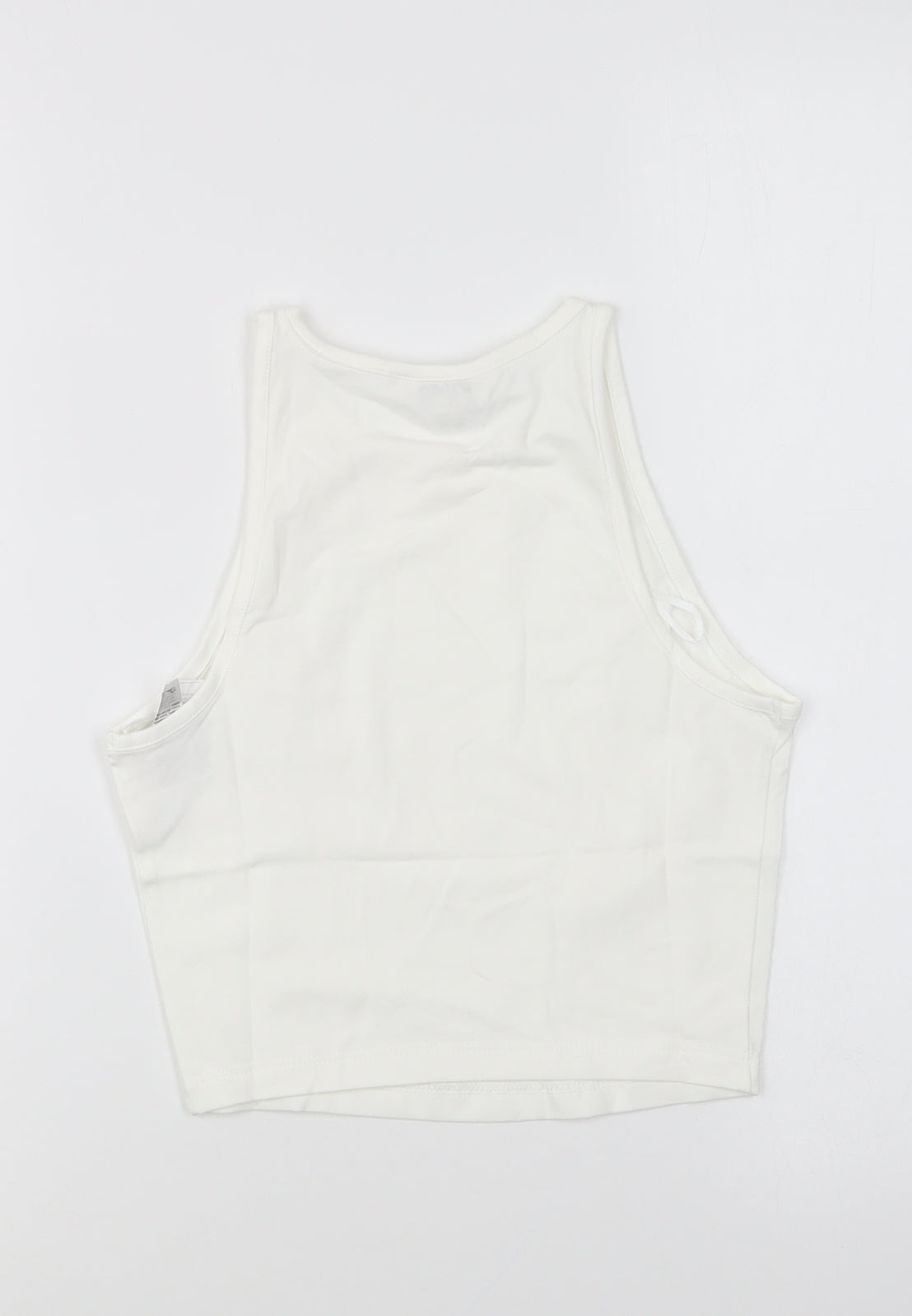 Miss Selfridge Womens White Cotton Cropped Tank Size 8 Round Neck