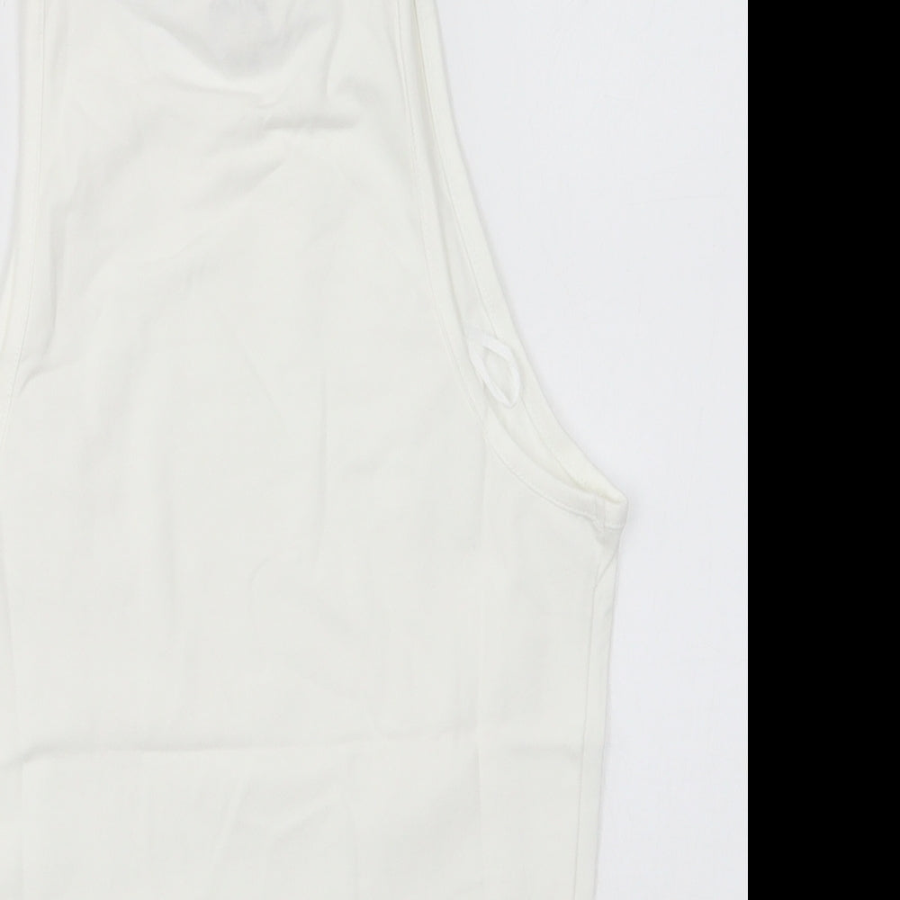 Miss Selfridge Womens White Cotton Cropped Tank Size 8 Round Neck