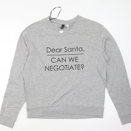 H&M Womens Grey Cotton Pullover Sweatshirt Size M Pullover - Christmas