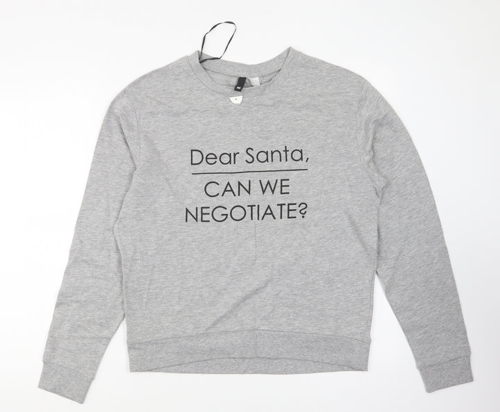 H&M Womens Grey Cotton Pullover Sweatshirt Size M Pullover - Christmas