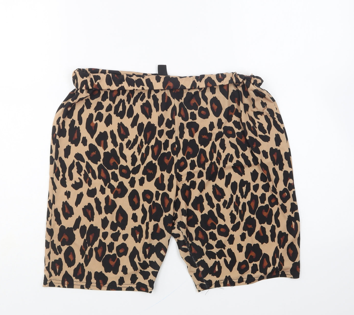 New Look Womens Brown Animal Print Polyester Compression Shorts Size 14 L7 in Regular Pull On - Leopard Print