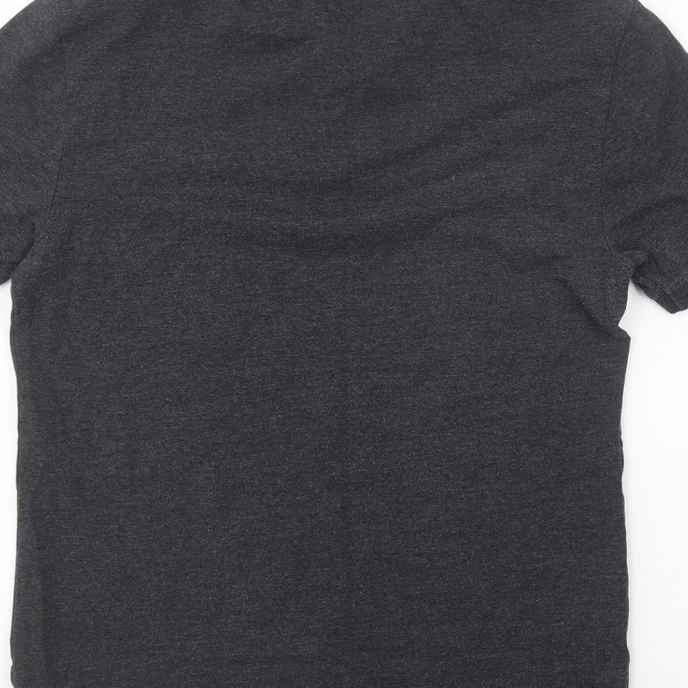 ASOS Mens Grey Cotton Polo Size M Collared Button