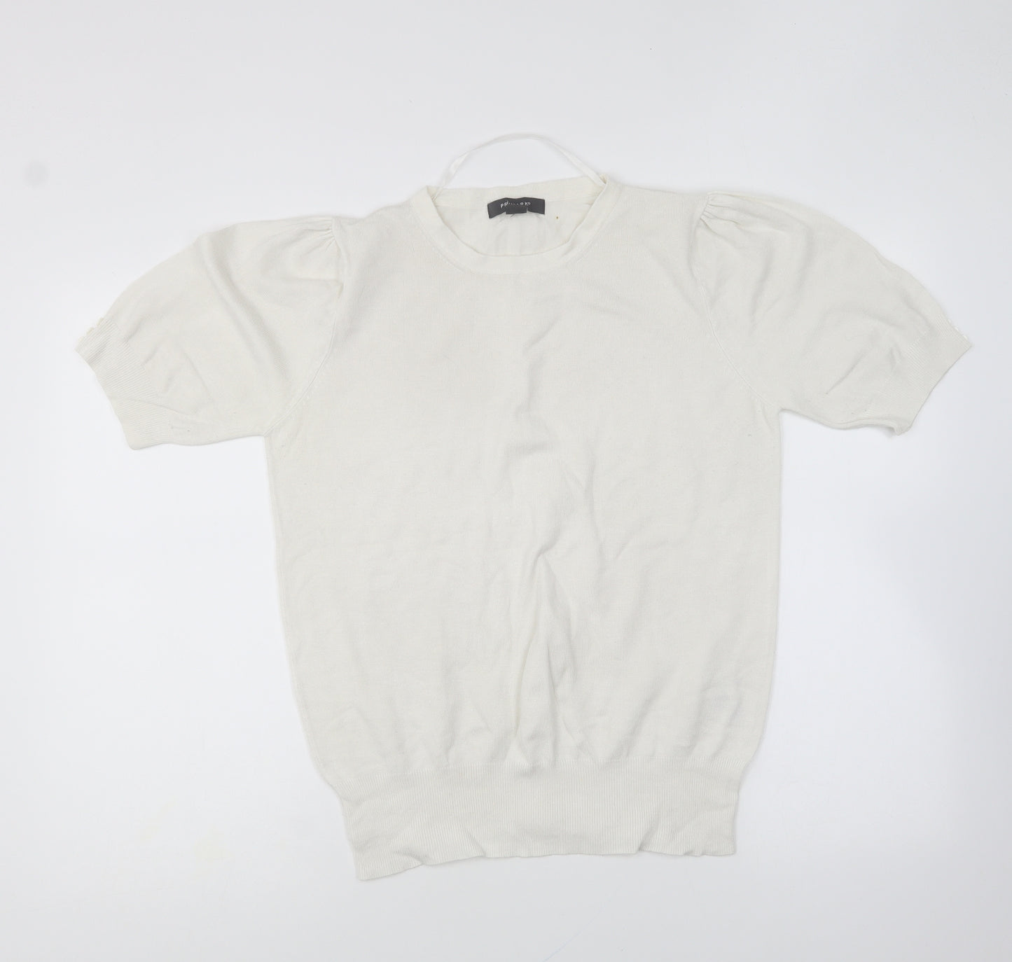 Primark Womens White Round Neck Cotton Pullover Jumper Size M