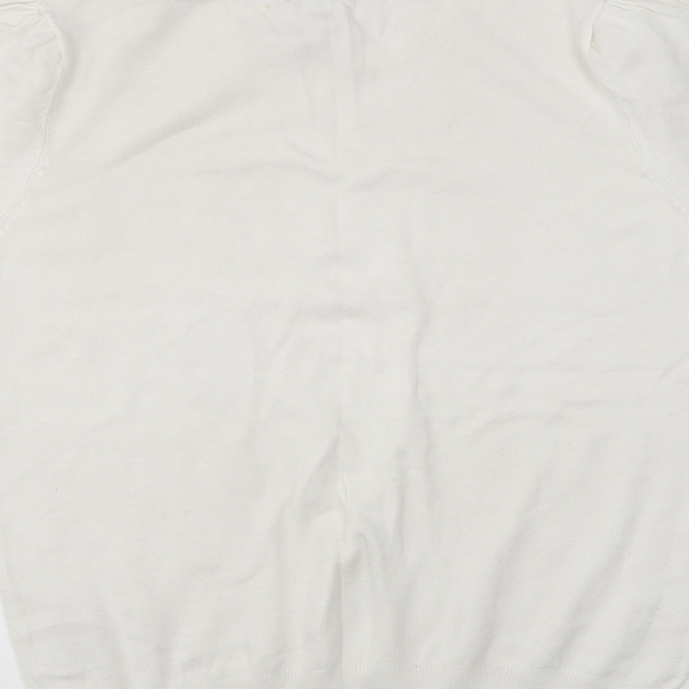 Primark Womens White Round Neck Cotton Pullover Jumper Size M