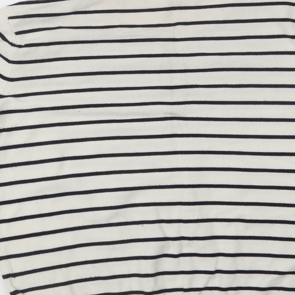 H&M Womens Blue Round Neck Striped Viscose Pullover Jumper Size M