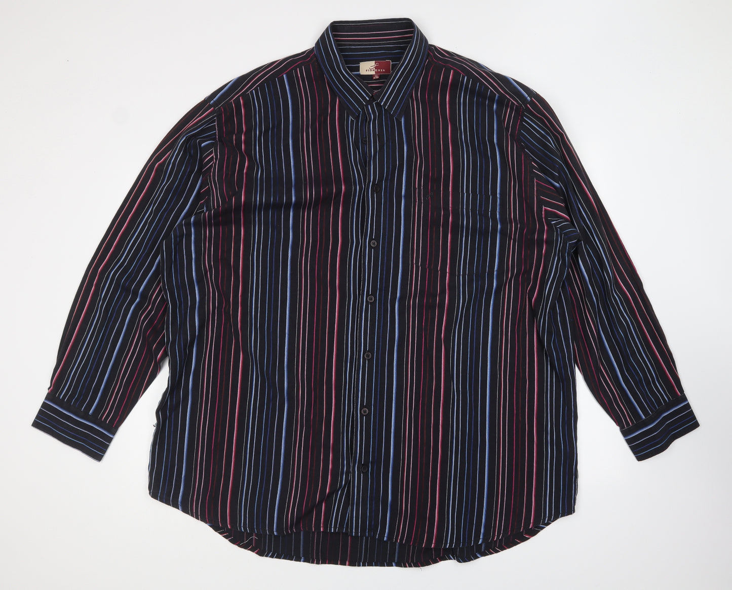 Florenza Mens Multicoloured Striped Cotton Button-Up Size 3XL Collared Button