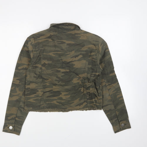 Matalan Girls Green Camouflage Jacket Size 13 Years Button