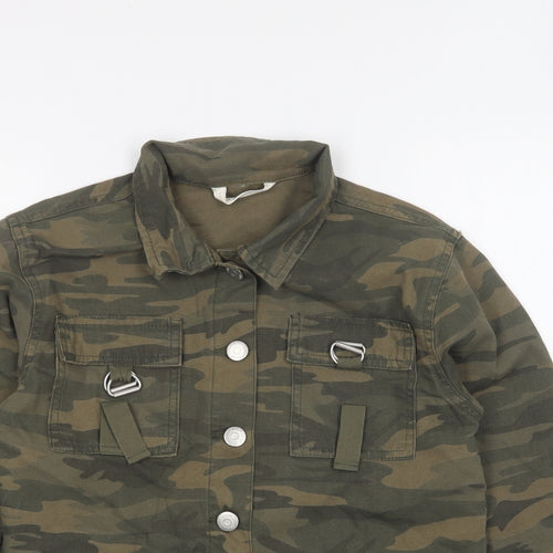 Matalan Girls Green Camouflage Jacket Size 13 Years Button