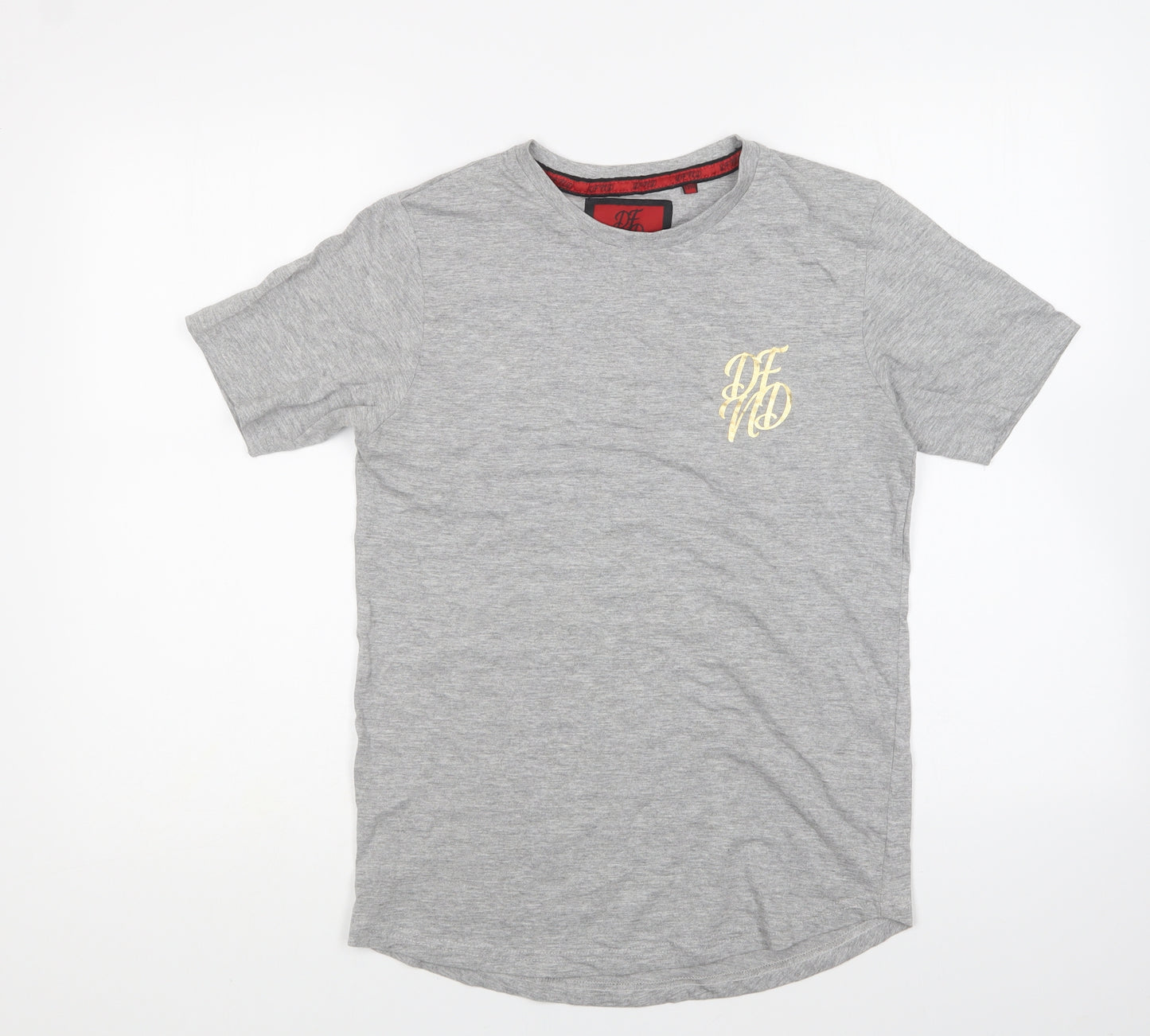 DFND Boys Grey Cotton Basic T-Shirt Size 13-14 Years Round Neck Pullover