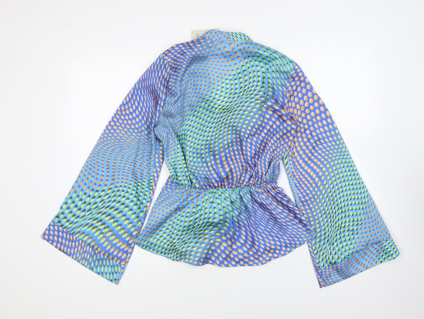 River Island Womens Black Geometric Polyester Basic Blouse Size 10 V-Neck