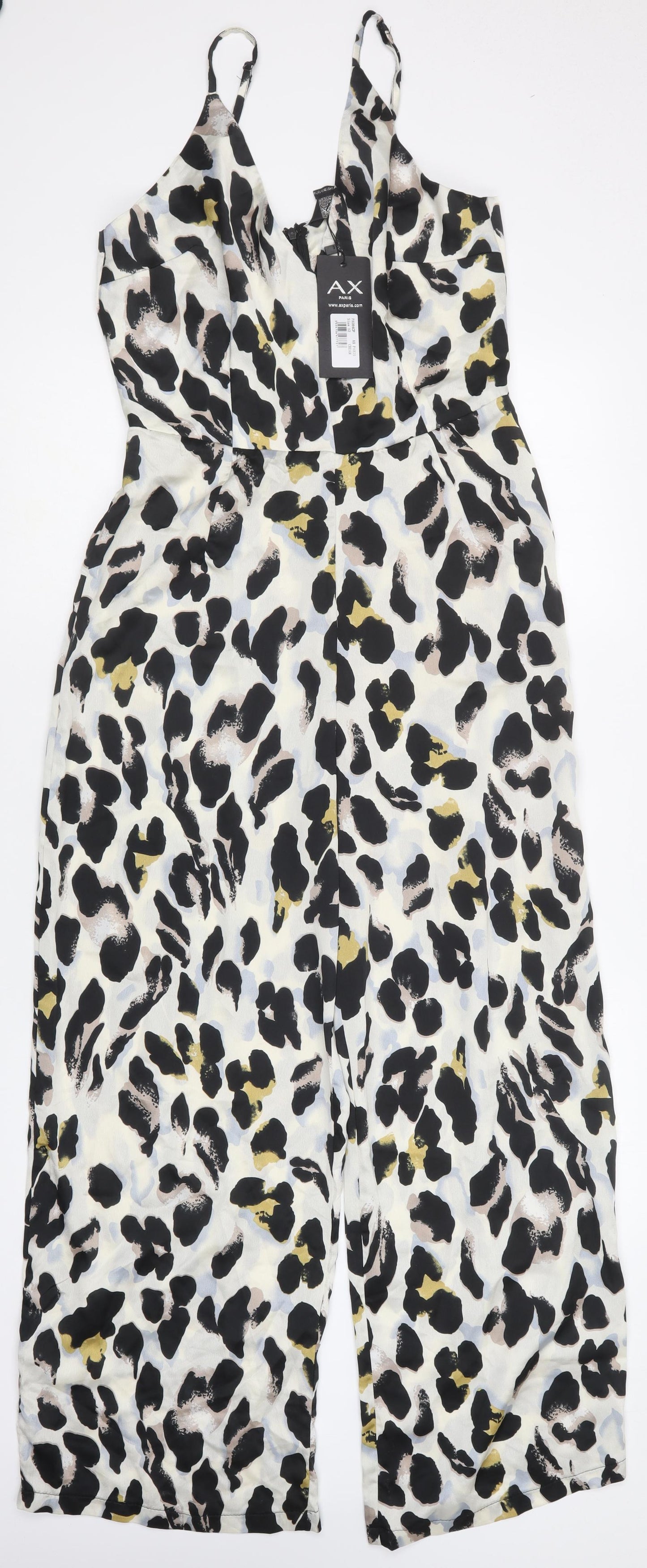 AX Paris Womens Multicoloured Animal Print Polyester Jumpsuit One-Piece Size 12 Zip
