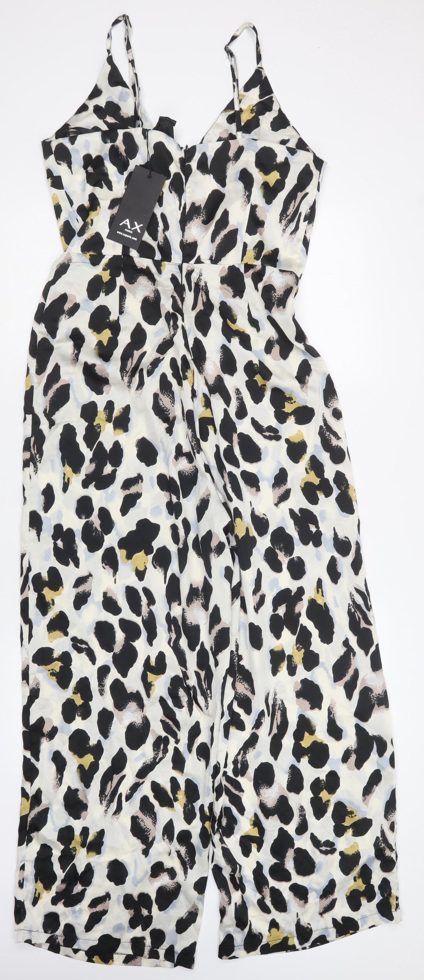 AX Paris Womens Multicoloured Animal Print Polyester Jumpsuit One-Piece Size 12 Zip