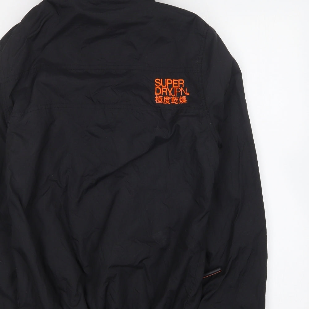 Superdry Womens Black Rain Coat Coat Size L Zip