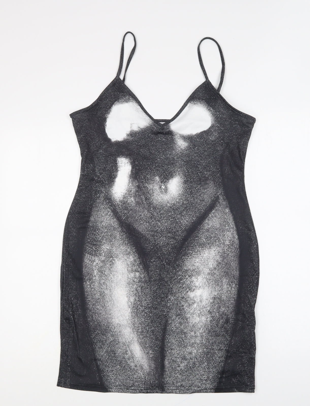 SheIn Womens Black Polyester Slip Dress Size L V-Neck Pullover