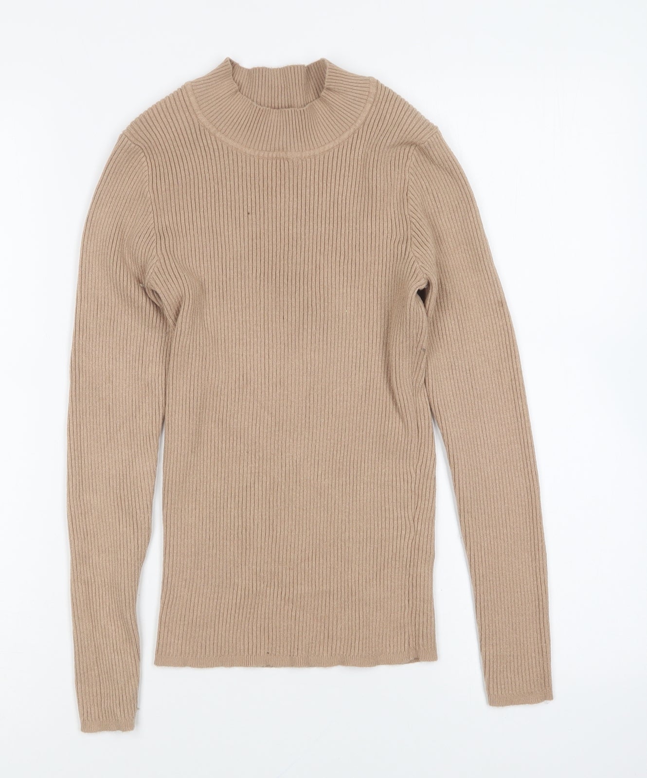 Primark Womens Brown High Neck Cotton Pullover Jumper Size M