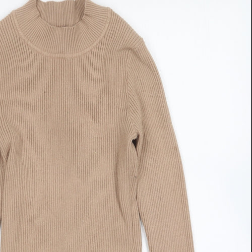 Primark Womens Brown High Neck Cotton Pullover Jumper Size M