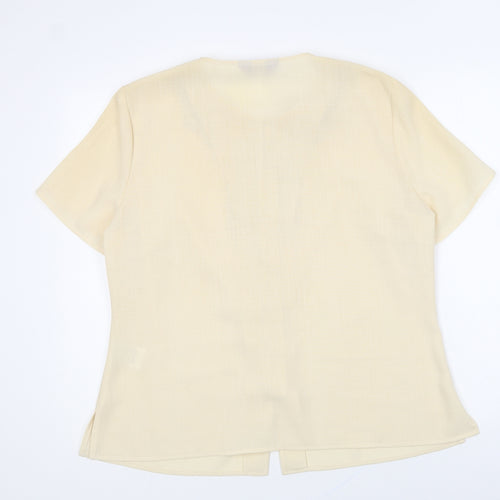 Collection Womens Beige Polyester Basic Button-Up Size 18 Round Neck