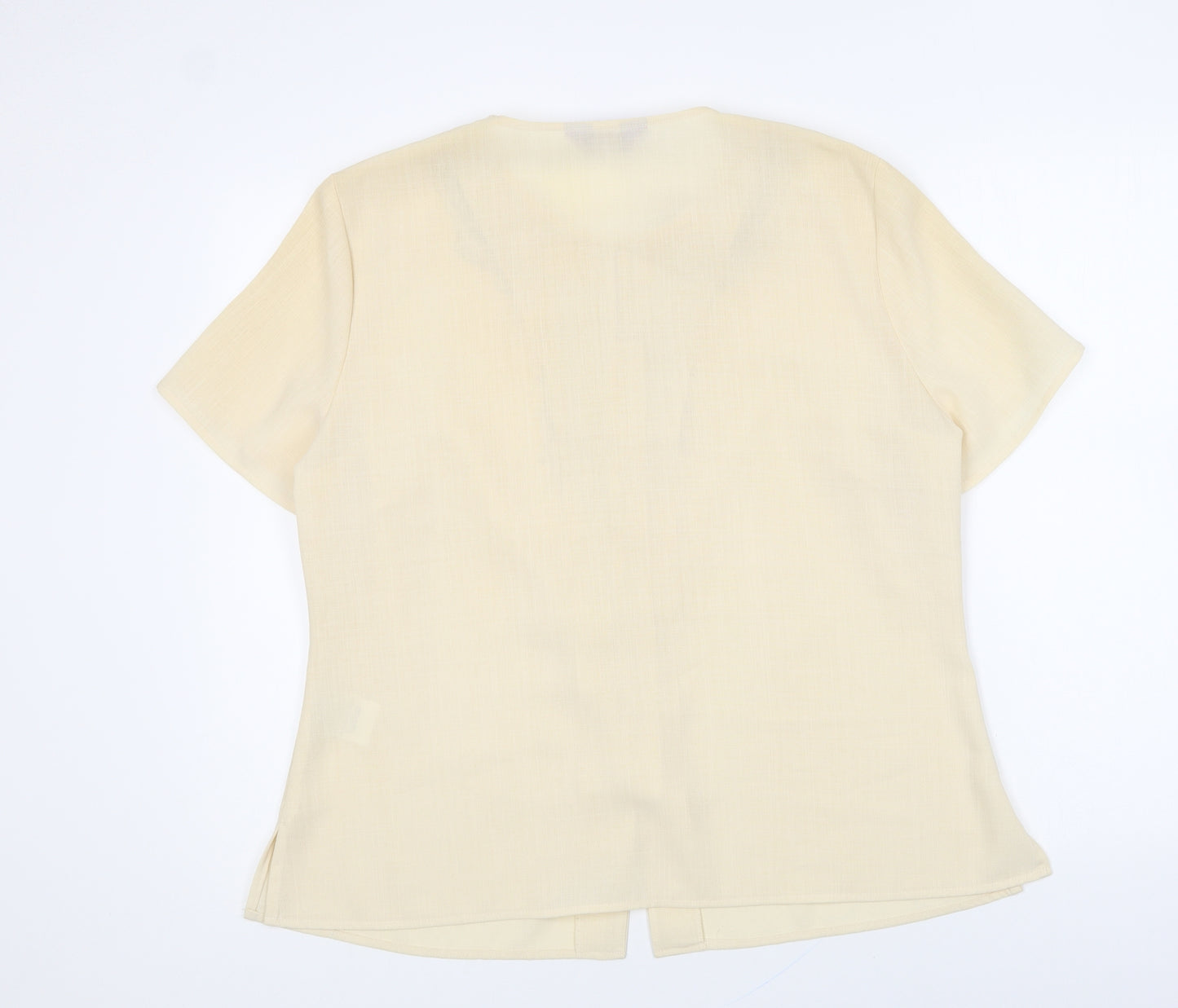 Collection Womens Beige Polyester Basic Button-Up Size 18 Round Neck