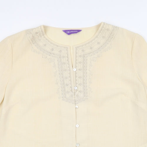Collection Womens Beige Polyester Basic Button-Up Size 18 Round Neck