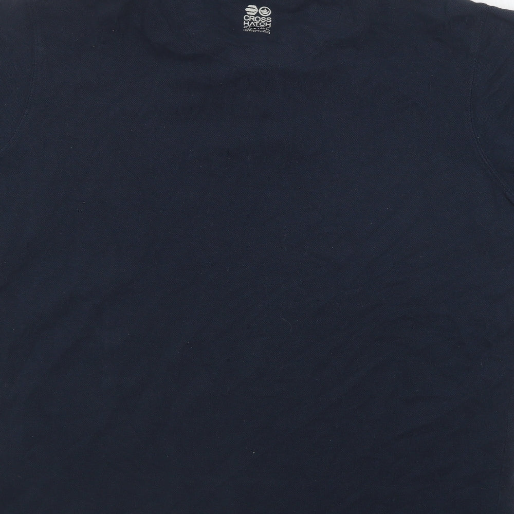 Crosshatch Mens Blue Cotton Polo Size XL Collared Button
