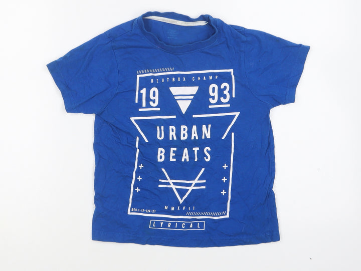 Primark Boys Blue Cotton Basic T-Shirt Size 7-8 Years Round Neck Pullover - Urban Beats
