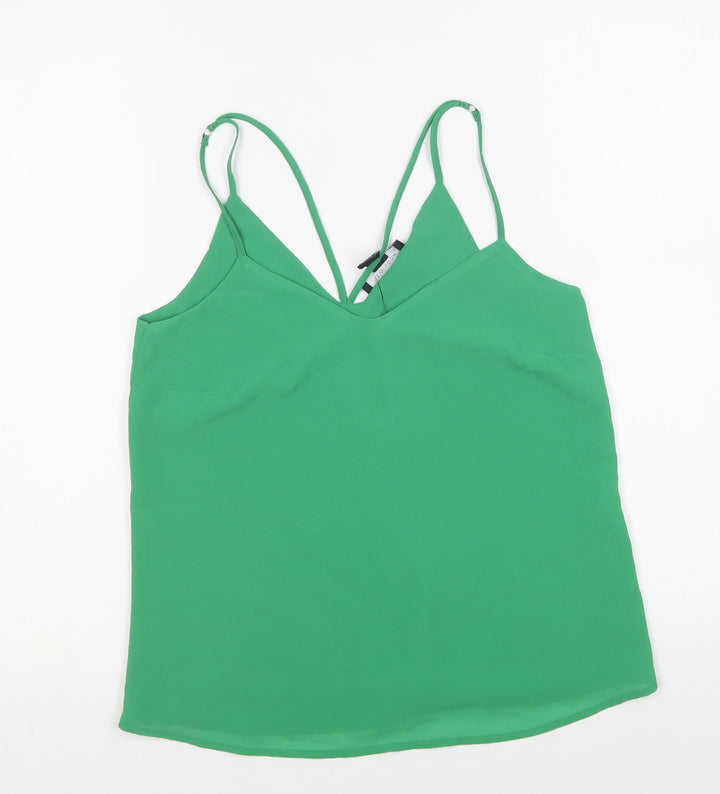 New Look Womens Green Polyester Camisole Blouse Size 4 V-Neck