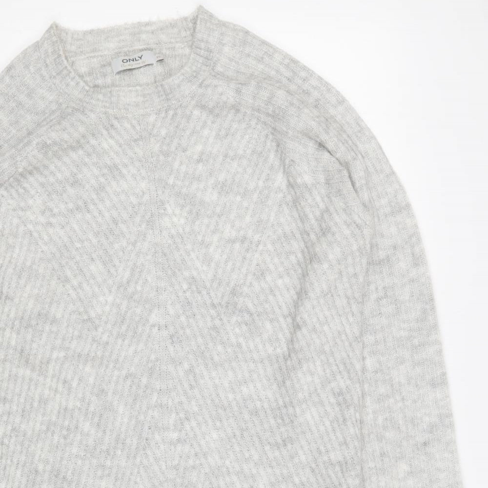Only Womens Grey Round Neck Polyester Pullover Jumper Size XS