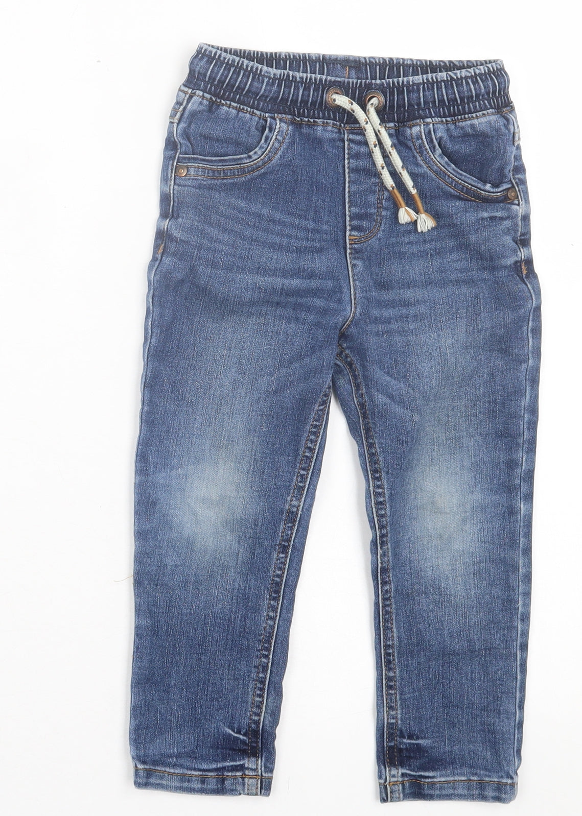 George Boys Blue Cotton Capri Jeans Size 2-3 Years Regular Drawstring