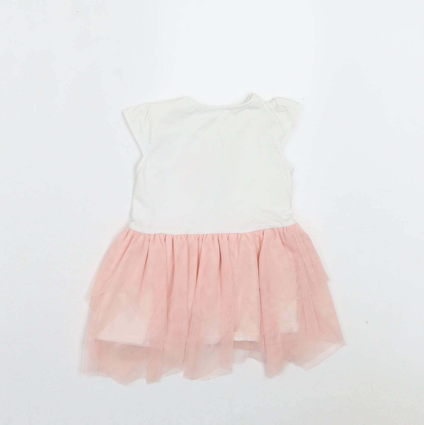GUESS Girls Pink Cotton A-Line Size 24 Months Crew Neck Button