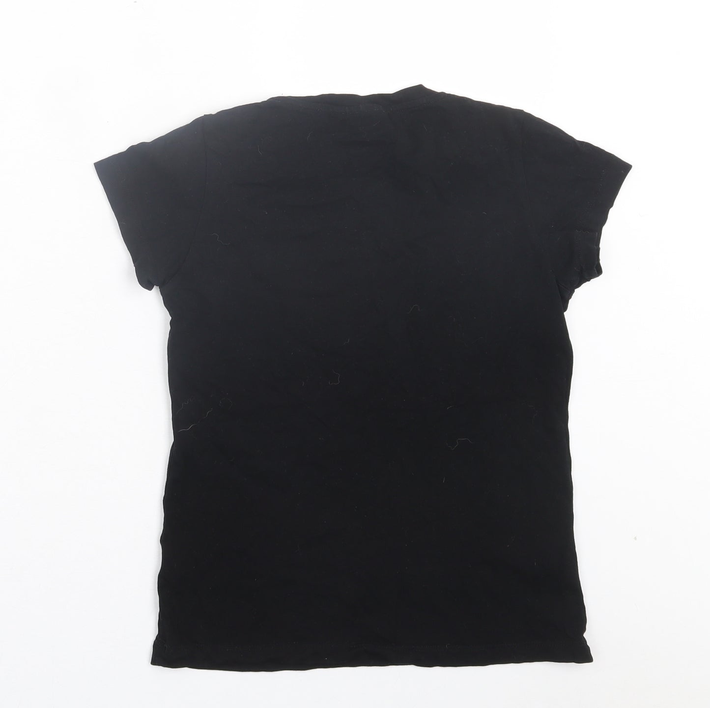 Preworn Girls Black Cotton Basic T-Shirt Size 11-12 Years Crew Neck Pullover - Friends