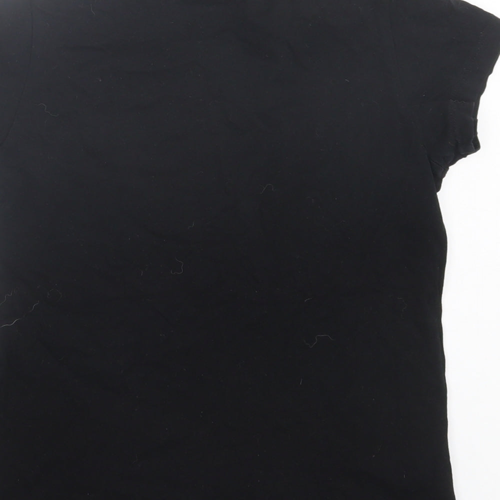 Preworn Girls Black Cotton Basic T-Shirt Size 11-12 Years Crew Neck Pullover - Friends