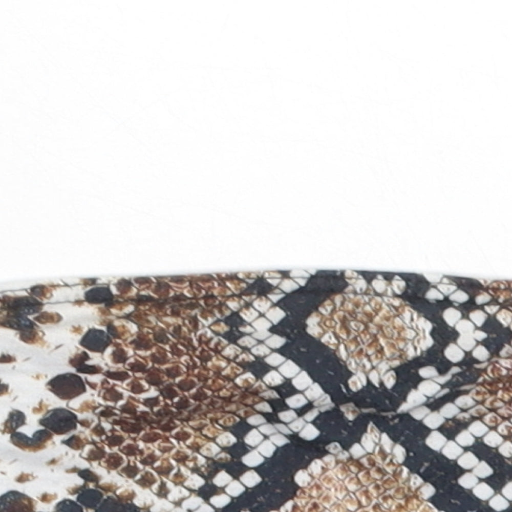 PRETTYLITTLETHING Womens Brown Animal Print Polyester Cropped Tank Size 4 Off the Shoulder - Snake Print