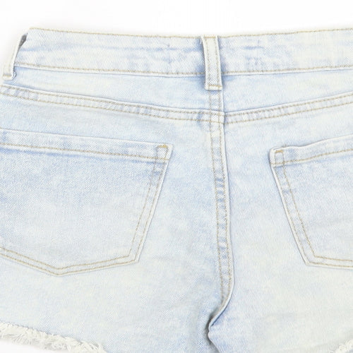 Denim & Co. Womens Blue Cotton Boyfriend Shorts Size 6 L3 in Regular Button
