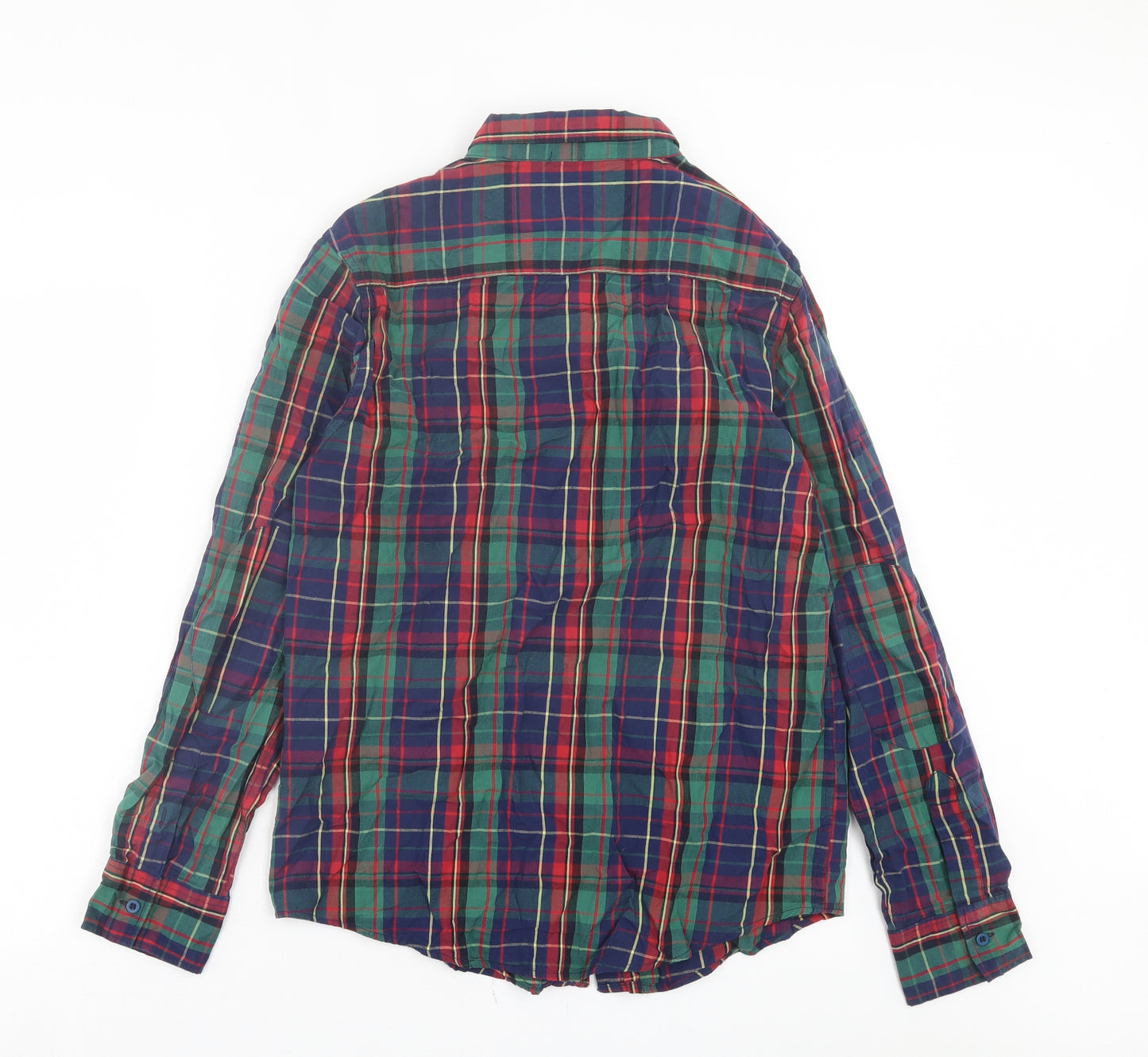 Cedar Wood State Mens Multicoloured Plaid Cotton Button-Up Size M Collared Button