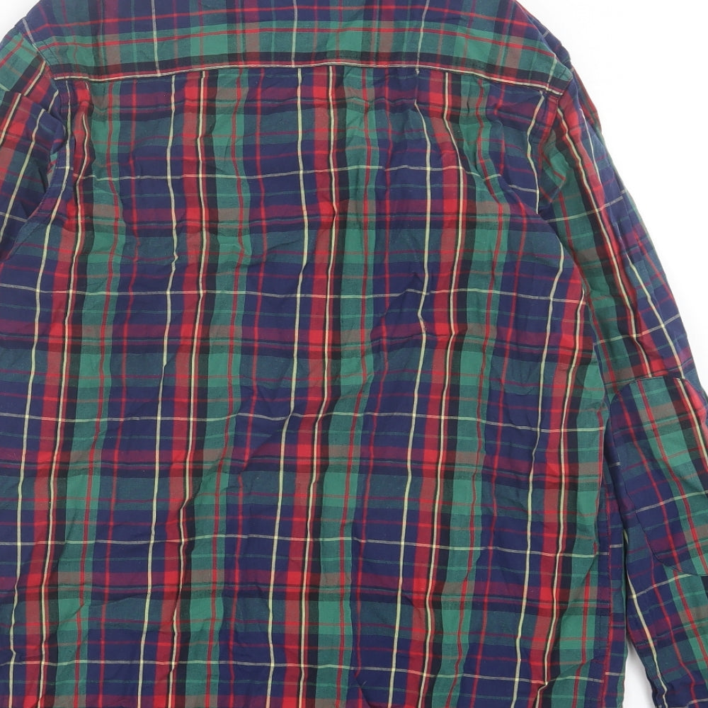 Cedar Wood State Mens Multicoloured Plaid Cotton Button-Up Size M Collared Button