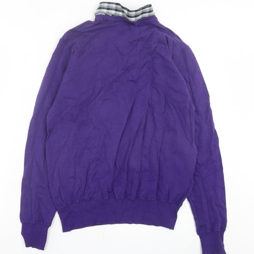 Blue Inc Mens Purple Collared Cotton Pullover Jumper Size M
