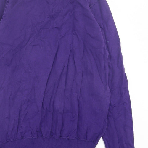 Blue Inc Mens Purple Collared Cotton Pullover Jumper Size M