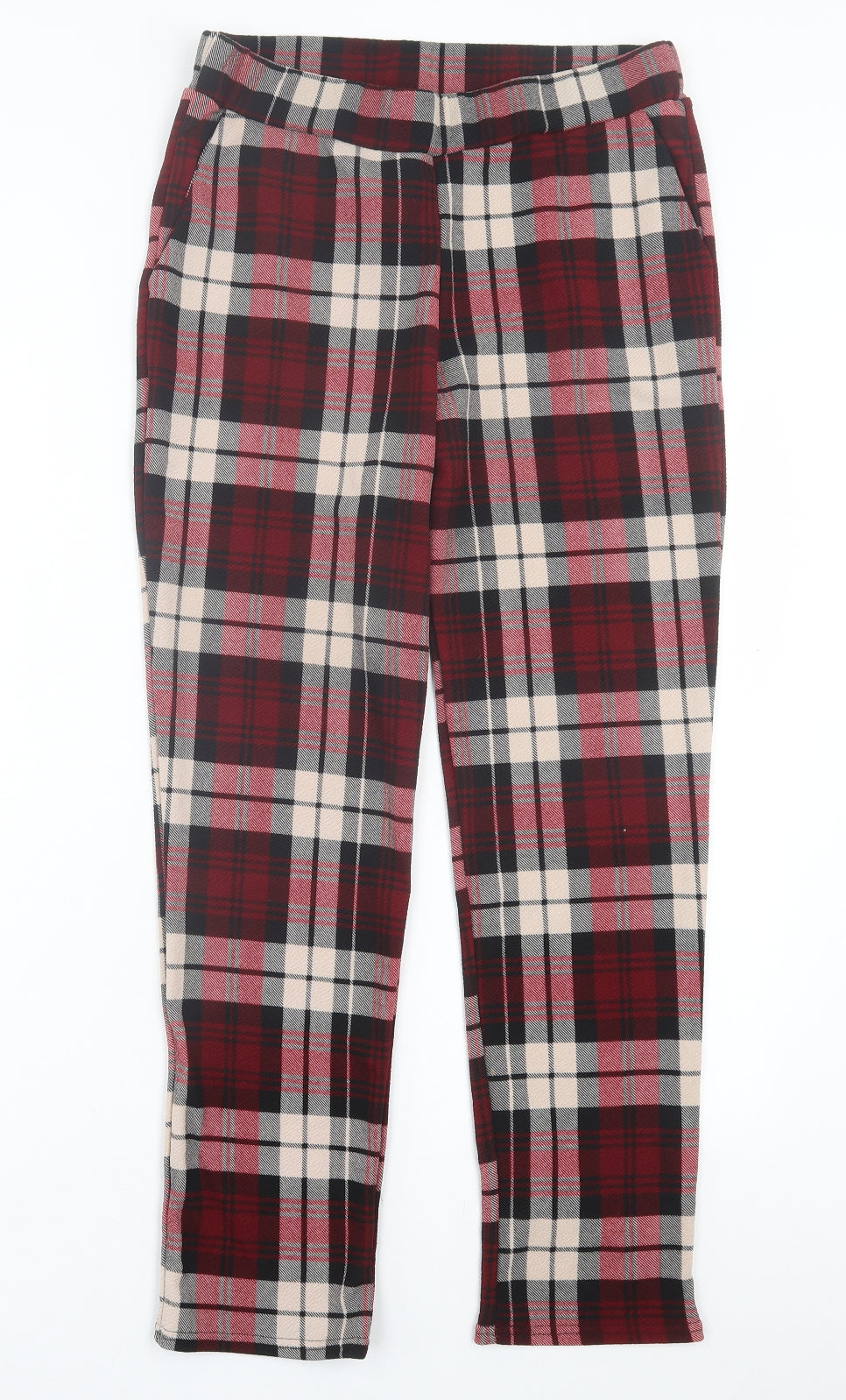 Cameo Rose Womens Red Plaid Polyester Capri Trousers Size 14 L28 in Regular