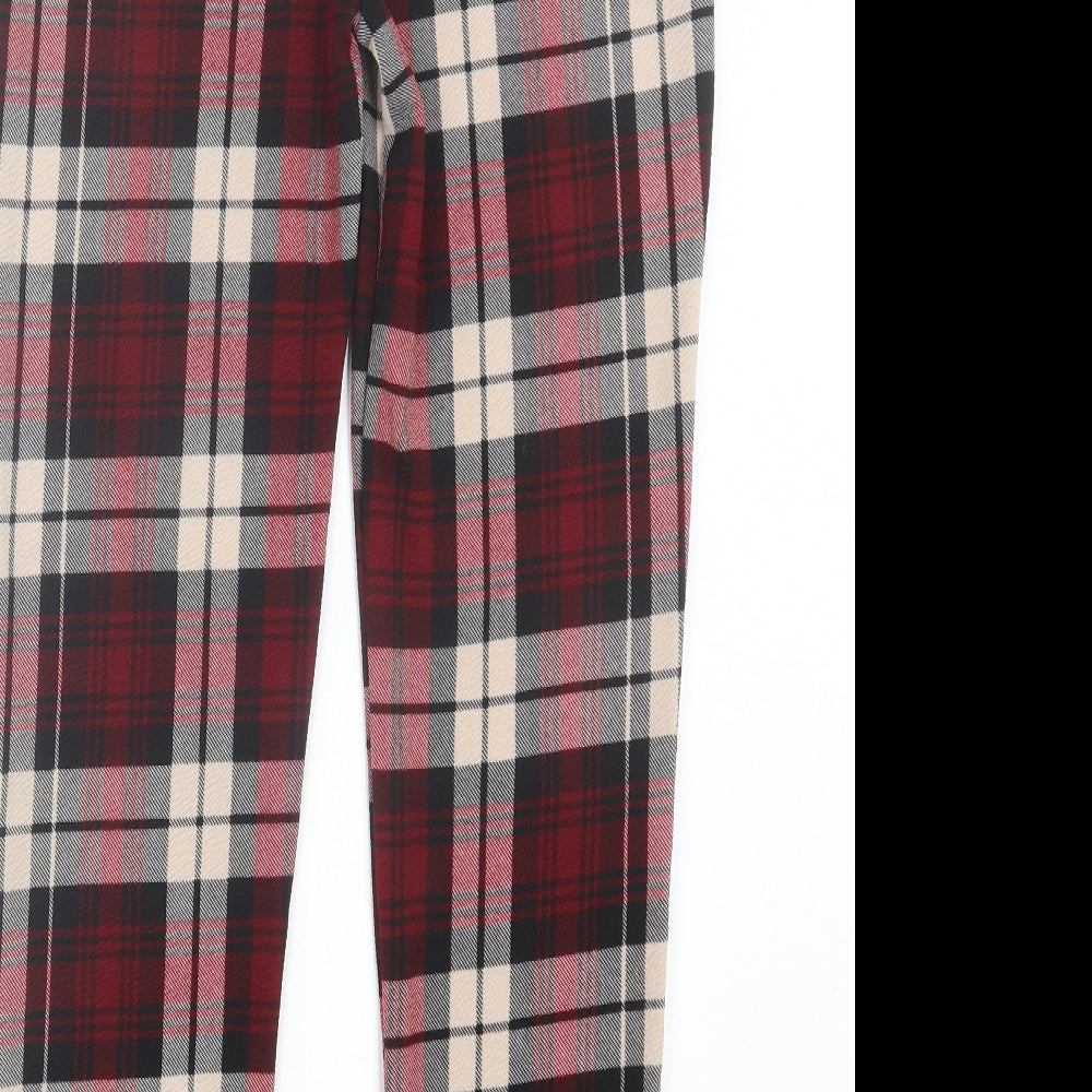Cameo Rose Womens Red Plaid Polyester Capri Trousers Size 14 L28 in Regular