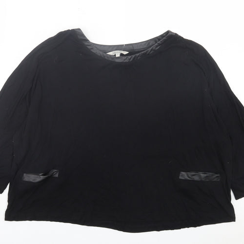 Peacocks Womens Black Viscose Basic T-Shirt Size M Crew Neck
