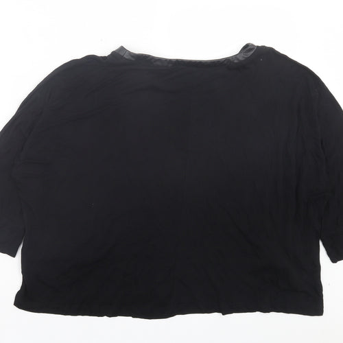 Peacocks Womens Black Viscose Basic T-Shirt Size M Crew Neck