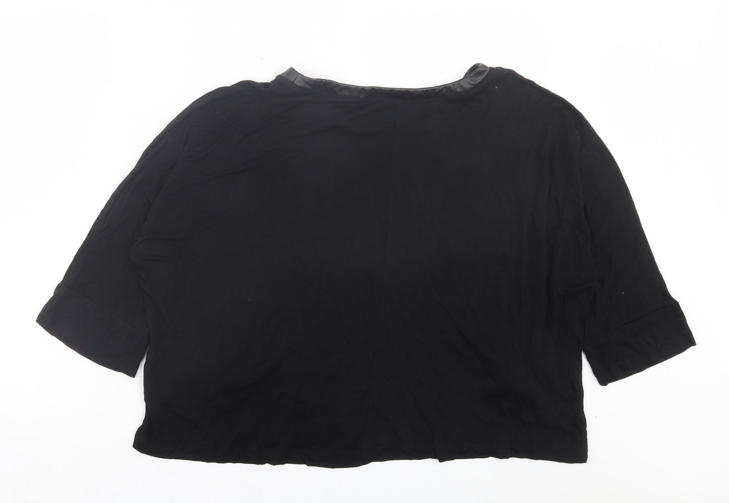 Peacocks Womens Black Viscose Basic T-Shirt Size M Crew Neck