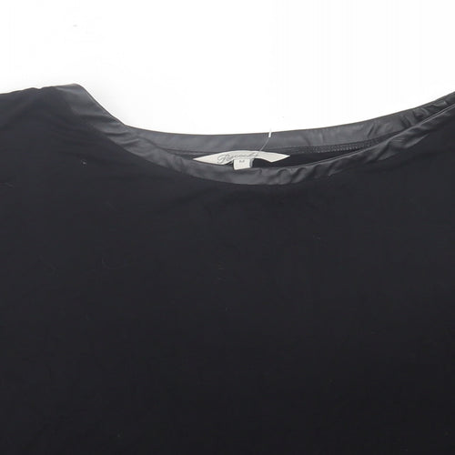 Peacocks Womens Black Viscose Basic T-Shirt Size M Crew Neck