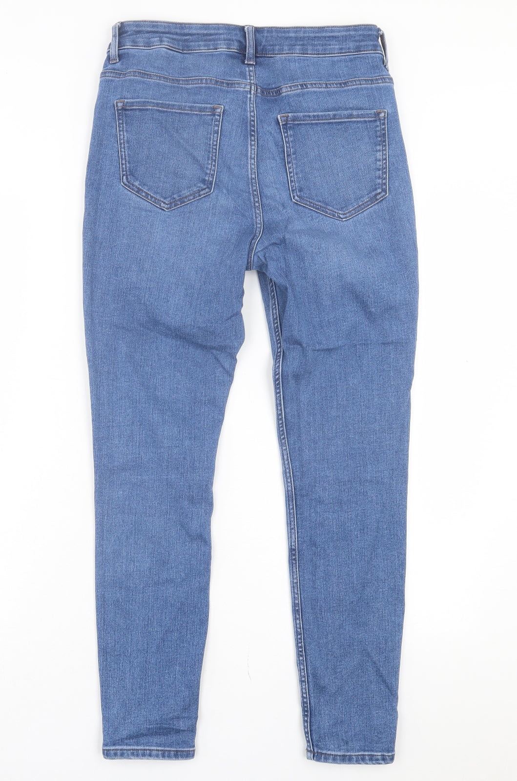 Marks and Spencer Womens Blue Cotton Skinny Jeans Size 10 L26 in Regular Button