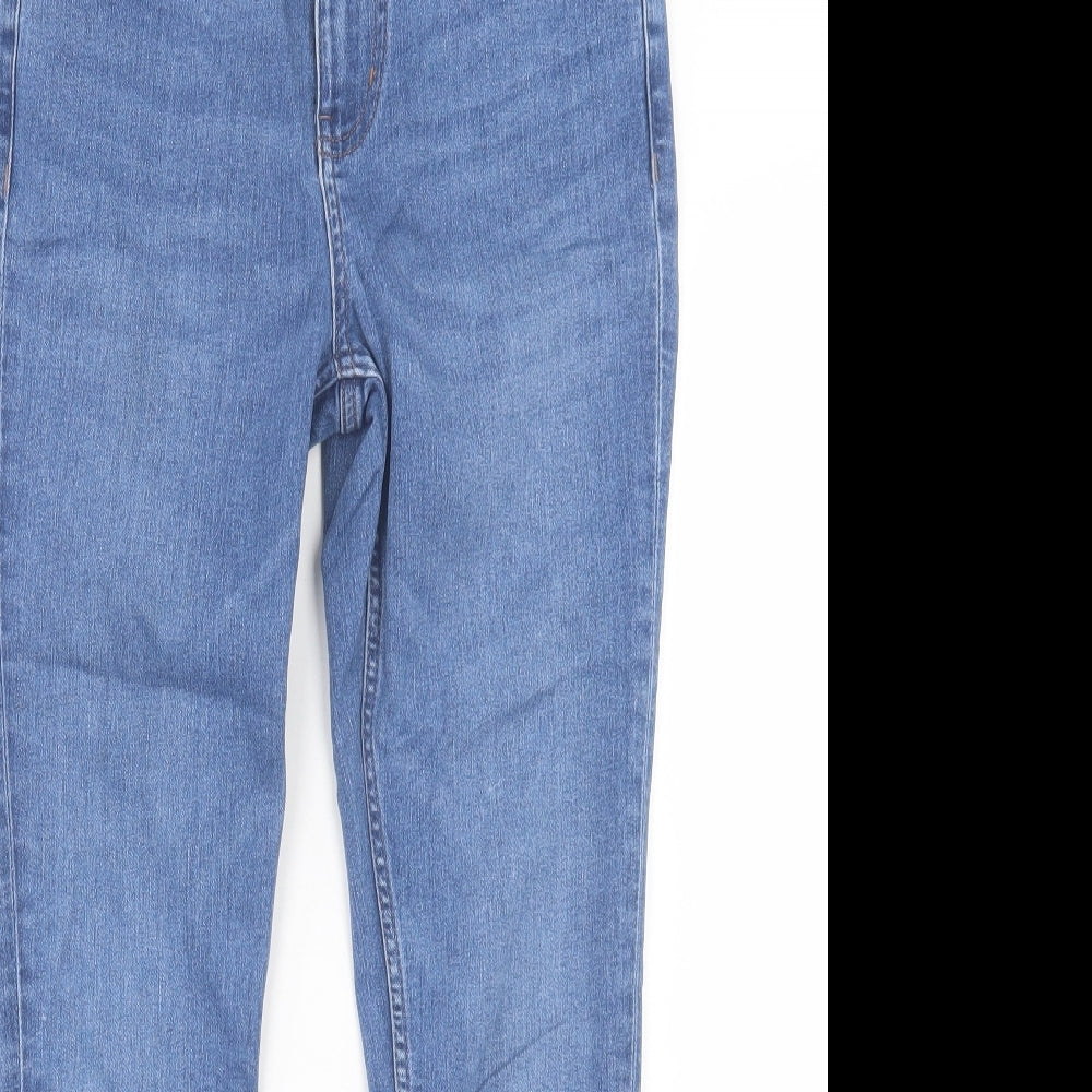 Marks and Spencer Womens Blue Cotton Skinny Jeans Size 10 L26 in Regular Button