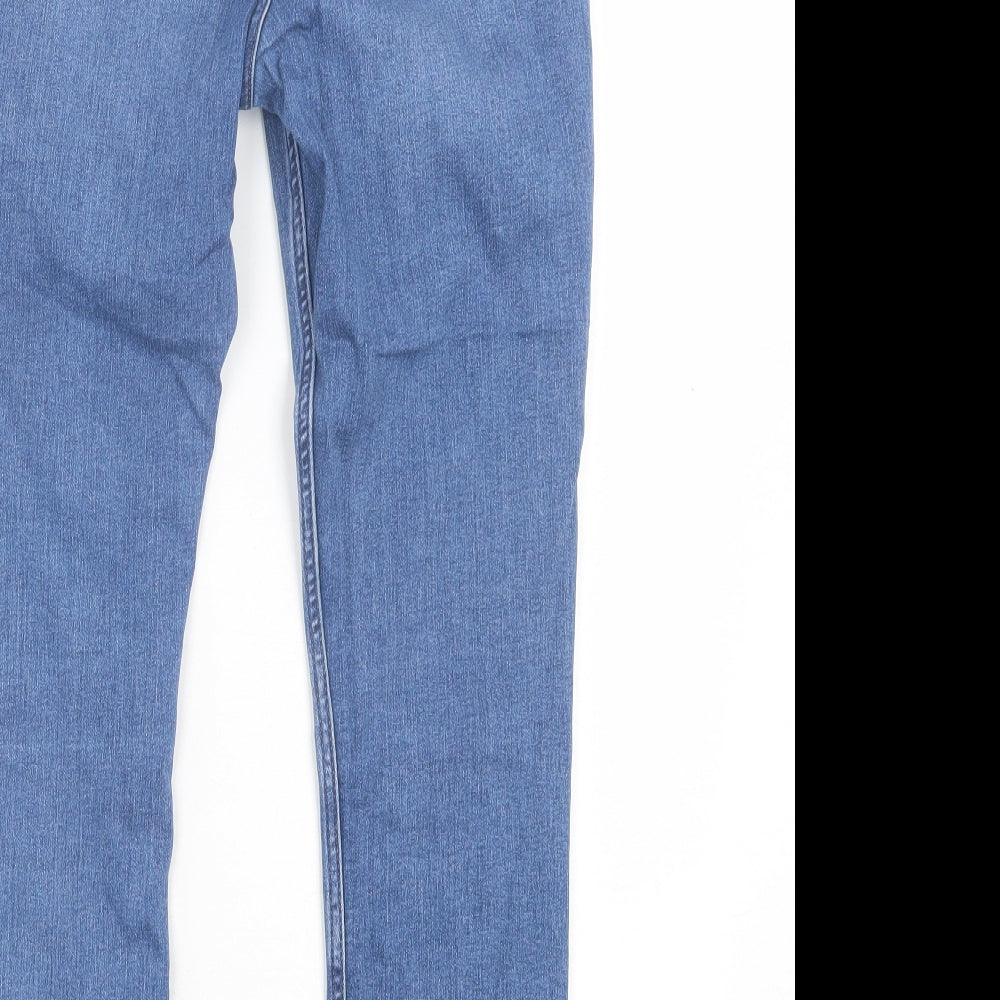 Marks and Spencer Womens Blue Cotton Skinny Jeans Size 10 L26 in Regular Button