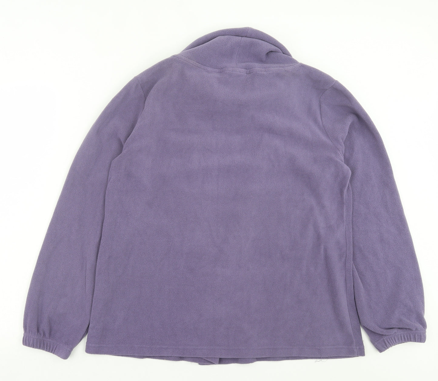 Cotton Traders Womens Purple Polyester Basic Button-Up Size 16 Roll Neck