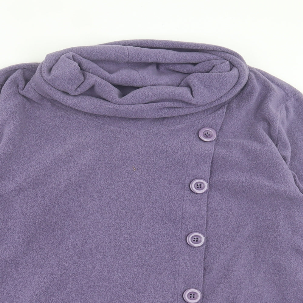 Cotton Traders Womens Purple Polyester Basic Button-Up Size 16 Roll Neck